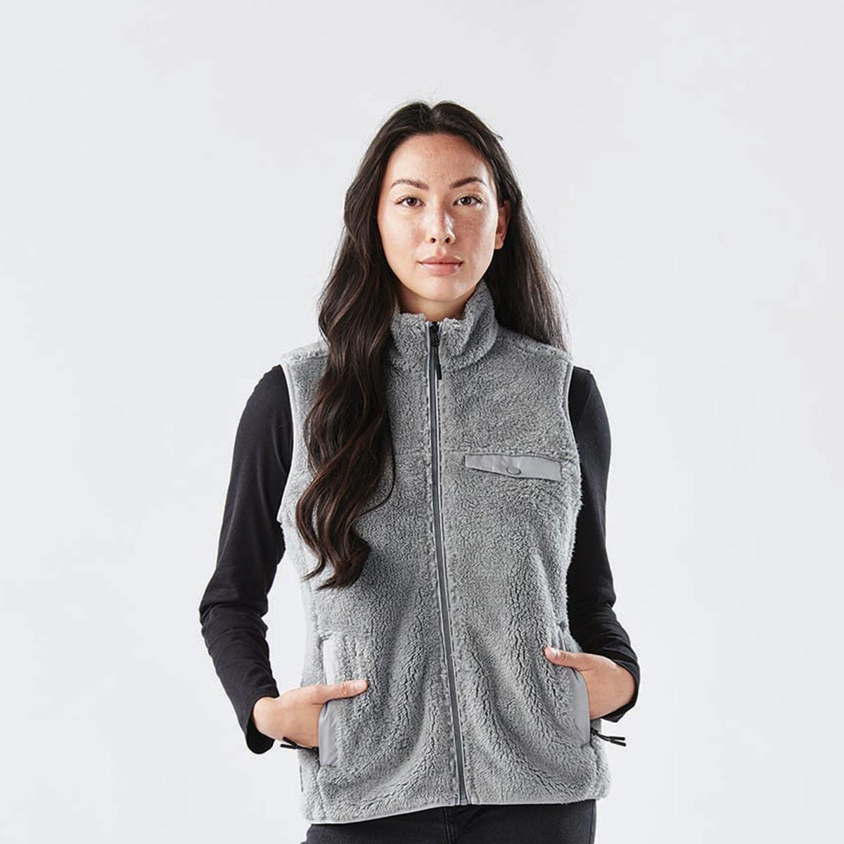 Essentials Women's Standard Polar Fleece Lined Sherpa Vest