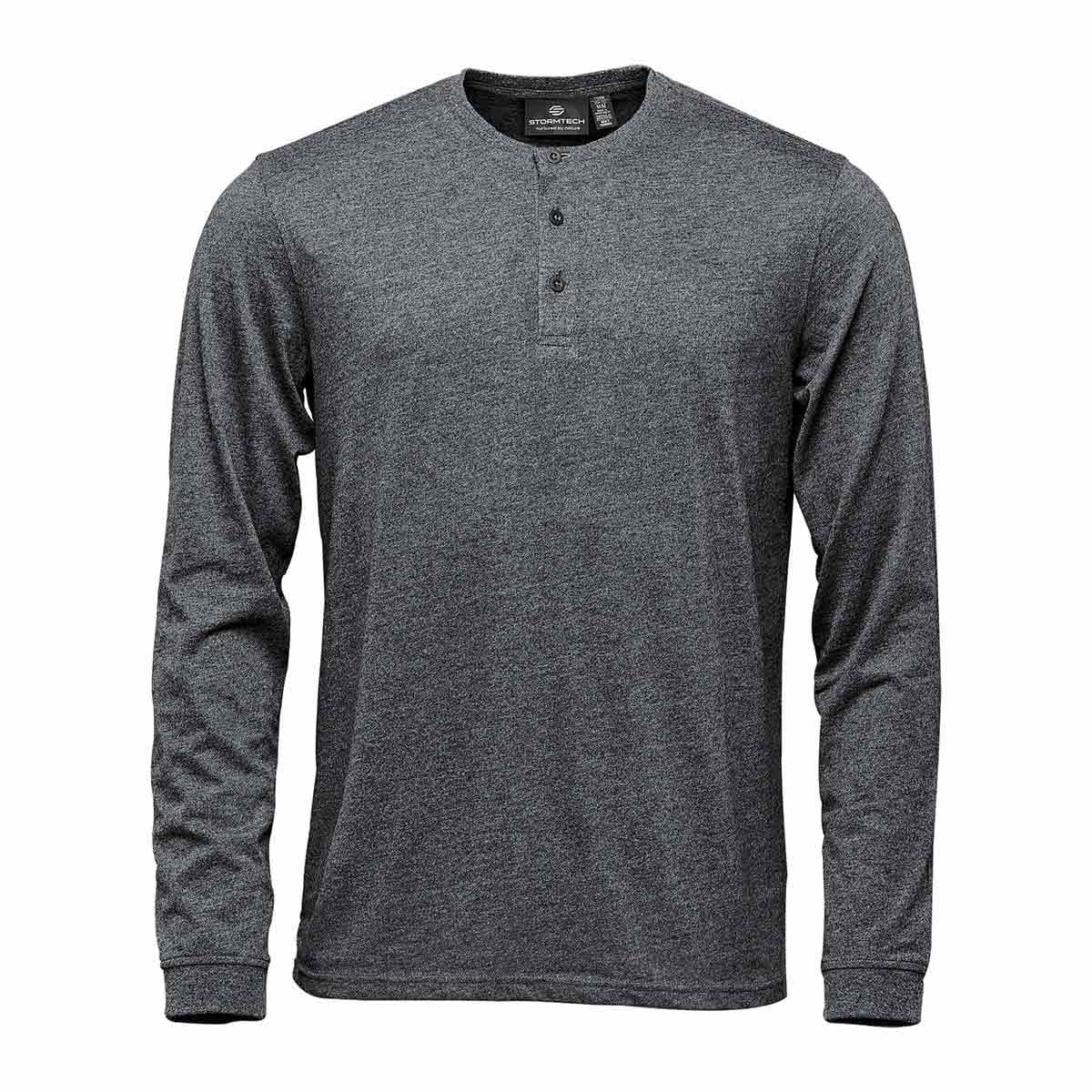 Light Grey Melange Jersey Chest logo Long sleeve Henley – Sting